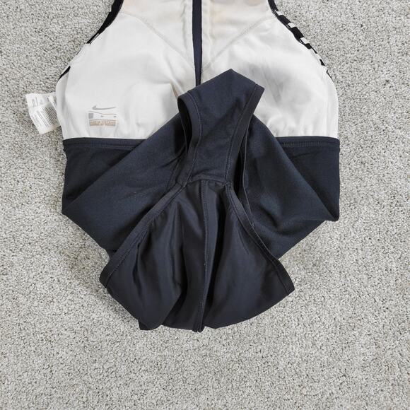 Nike Rush High Neck One Piece Swimsuit Womens M Black White Geo Criss Cross Back - Picture 10 of 16